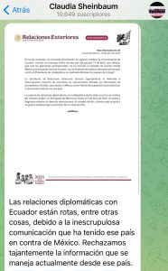 México rechaza atentar Ecuador