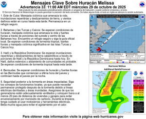 Comunicado de actualización del huracán Melissa por NHC