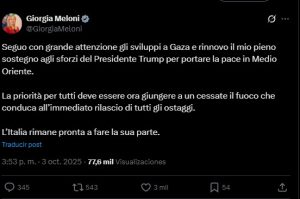 Giorgia Meloni sobre la respuesta de Hamás y Trump