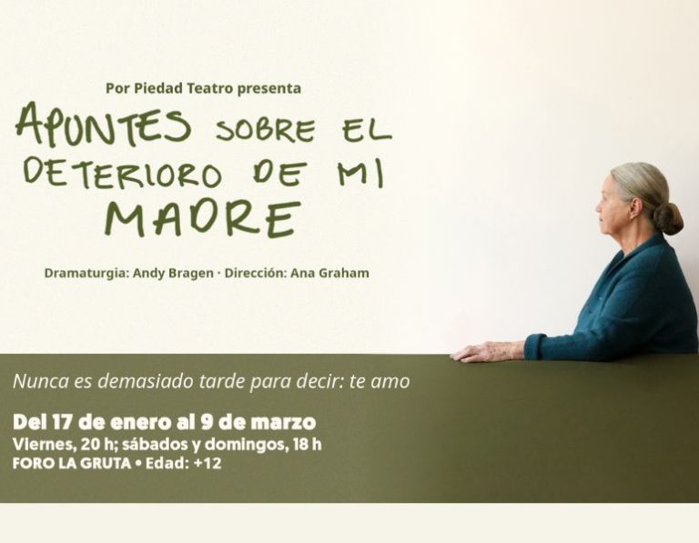 La obra Apuntes sobre el Deterioro de mi madre cuenta la historia autobiográfica de Andy Bragen, dramaturgo neoyorquino, mientras acompaña a su madre en sus últimos años de vida.
