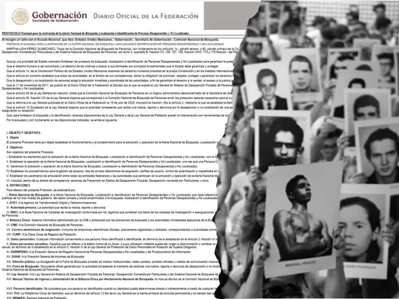 secretaría de Gobernación publicó Protocolo Nacional para la Activación de la Alerta Nacional de Búsqueda, Localización e Identificación de Personas Desaparecidas y No Localizadas.