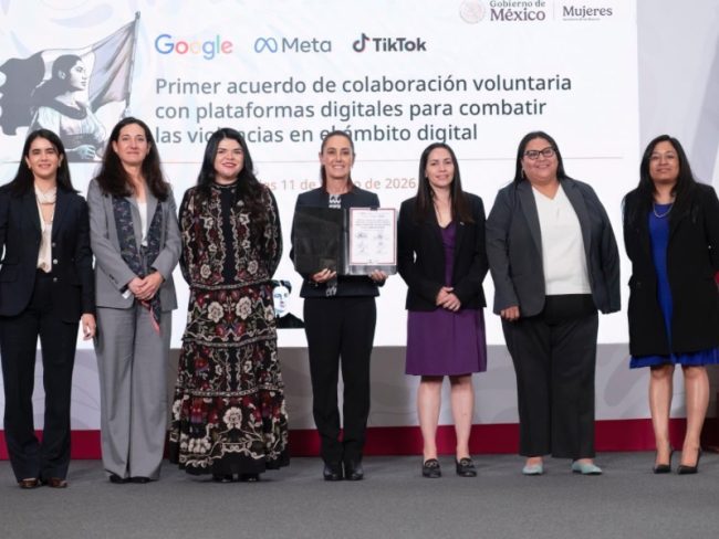 Claudia Sheinbaum firma acuerdo con Meta, TikTok y Google