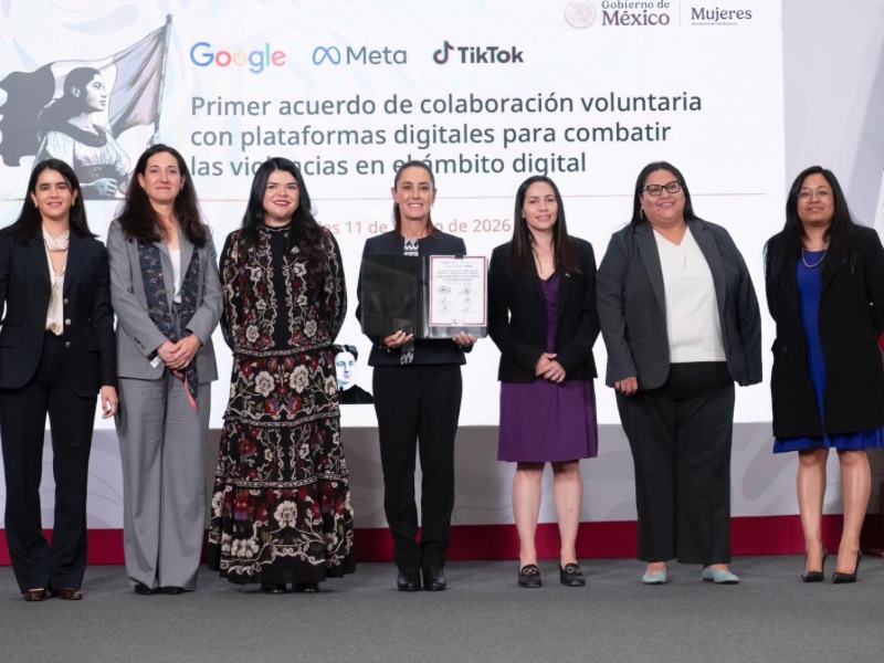 Claudia Sheinbaum firma acuerdo con Meta, TikTok y Google