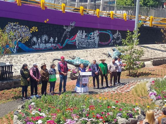 Clara Brugada inaugura Jardín de lluvia en CDMX