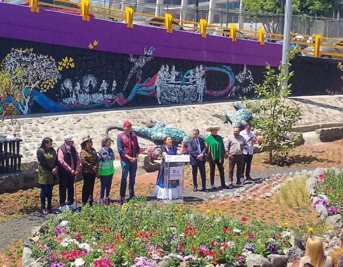 Clara Brugada inaugura Jardín de lluvia en CDMX