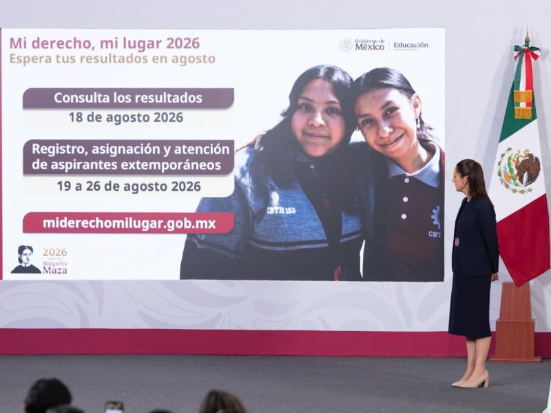 Sheinbaum  reporta avances en educación media superior, salud escolar y expansión del bachillerato sin examen.