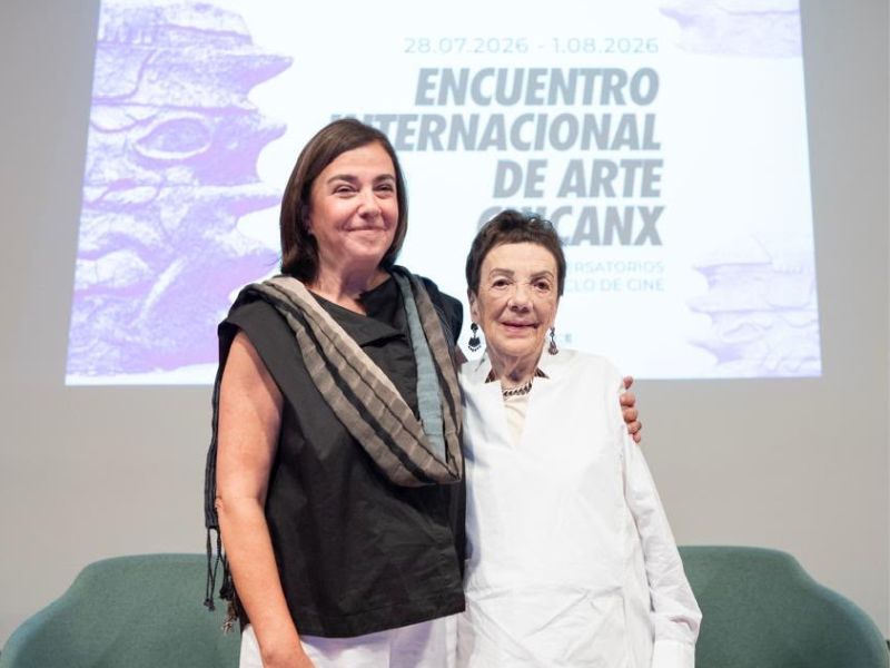 En el Encuentro Internacional de Arte Chicanx, celebrado en el marco de la exposición AztLÁn, túnel del tiempo en el Palacio de Bellas Artes.